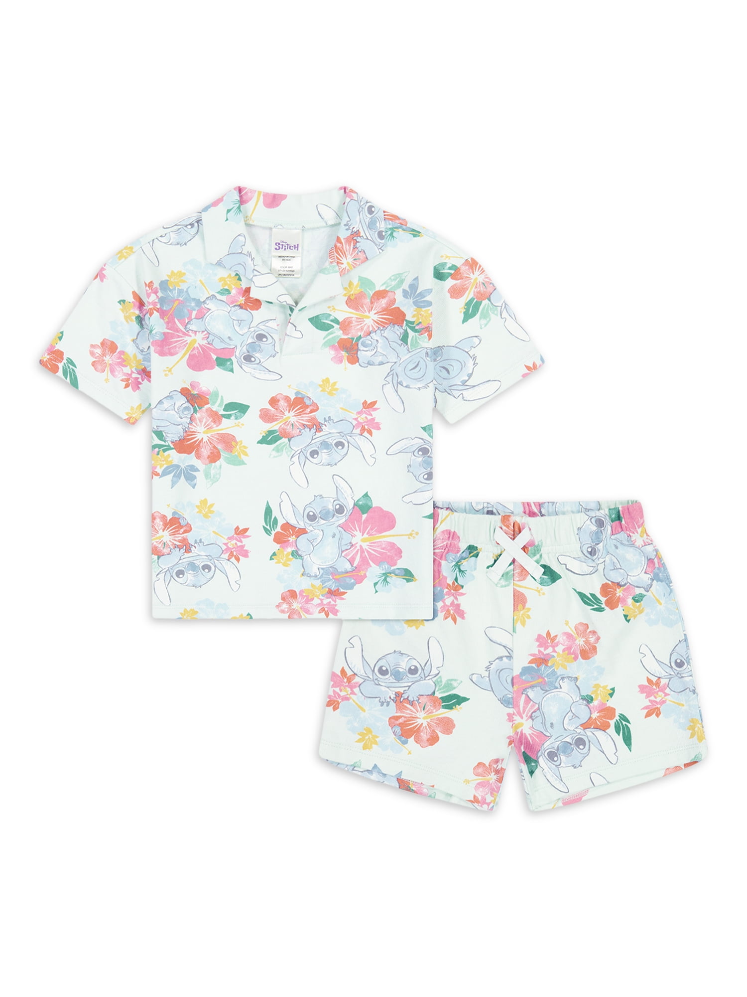Stitch Toddler Boys’ Resort Shirt and Shorts Set, 2-Piece, Sizes 12M-5T