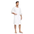 thumbnail image 3 of EA'S SECRET Mens Robes 100% Cotton Kimono House Coat Summer Zipper Short Bathrobes Soft Sleepwear with Pockets(White,L), 3 of 7