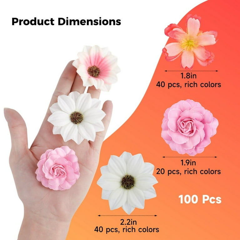 AYZTKUX Fake Flowers for Crafts - 120pcs Multicolored Silk Peony Blossom Fake Flower Heads for Home Wedding Party Cake Car Shoes Hats Decoration