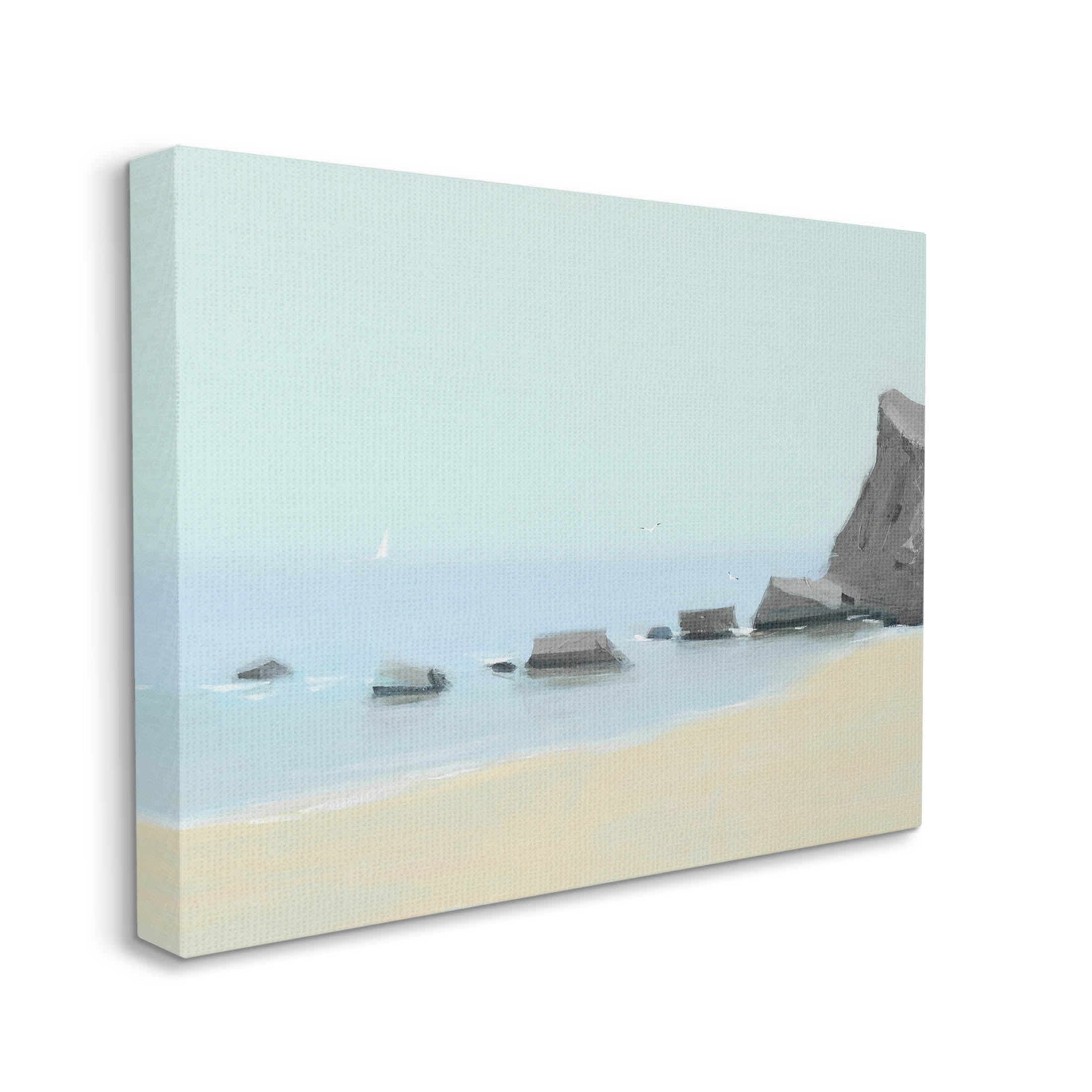 Calm Beach Shore Rocks Coastal Graphic Art Gallery Wrapped Canvas Print Wall Art