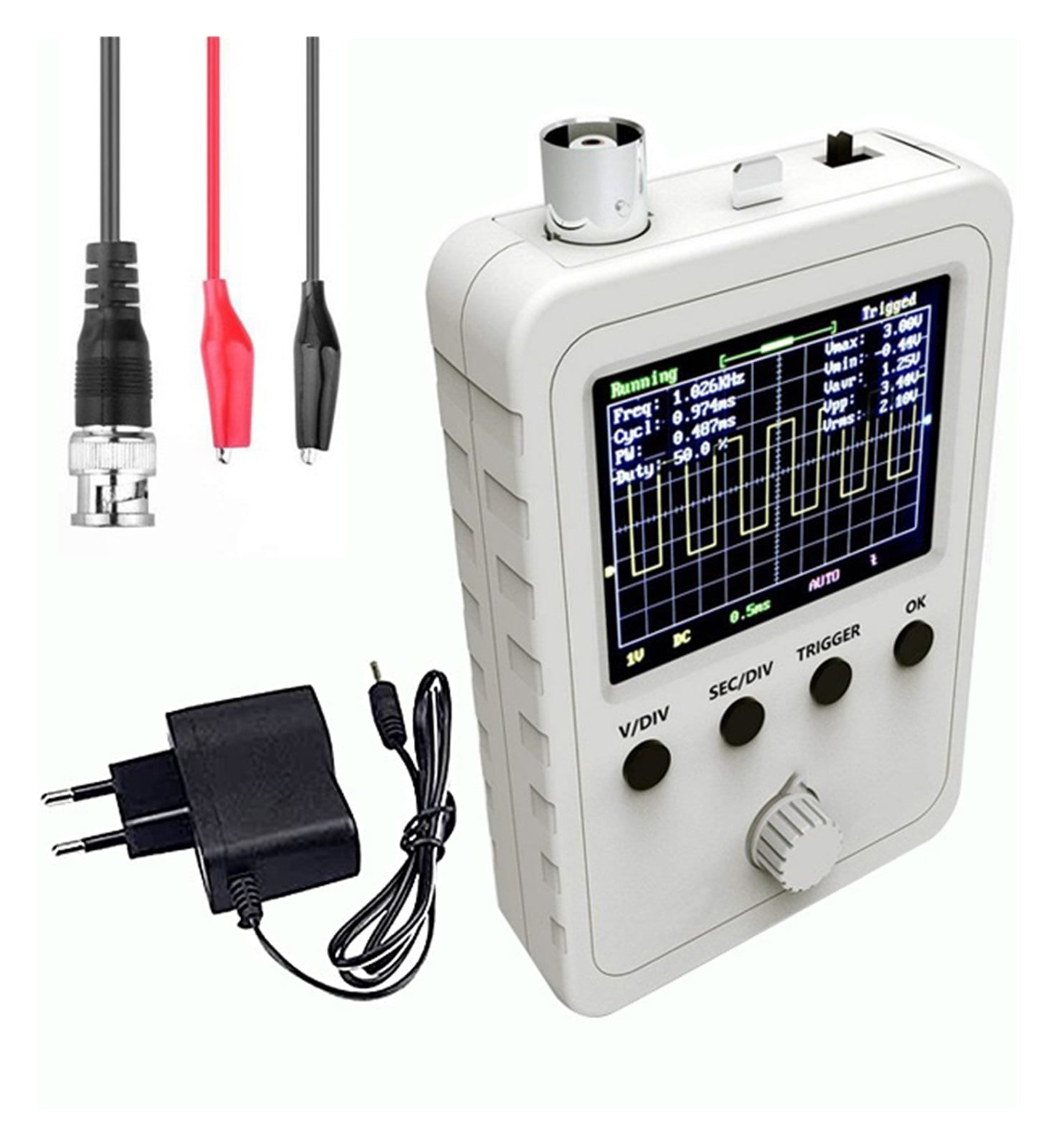 2.4" Portable Digital Mini Oscilloscope Logic Analyzer Kit With Power Adapter And Oscilloscope Cable Probe