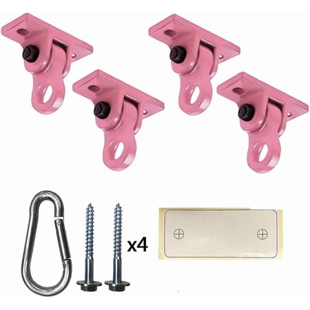 Heavy Duty Pink Swing Hangers Screws Bolts Included Over 5000 lb Capacity Playground Porch Yoga Seat Trapeze Wooden Sets Indoor Outdoor (4 Pack)
