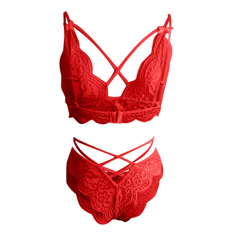 Red Strappy Open Cup Bra Set & Panty One Size Baci Lingerie BW3106-REDOS -  Underwear - Photopoint