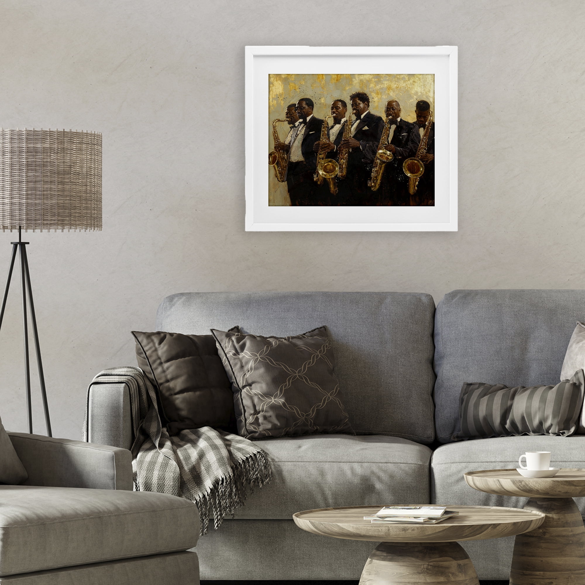 Golden Era Ensemble White Framed Print Under Glass, design by Marta Wiley
