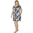 thumbnail image 3 of Larky Lark Womens Plus-Size Key Hole T-Shirt  Dress In Cool & Casual Palm, 3 of 4