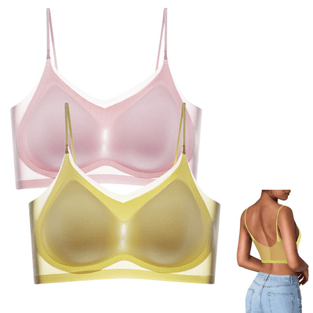 Fulorrnie Bras for Women Comfort Wirefree Supportive Seamless No Show Sport Plunge Full Coverage Bra  PK2  XL