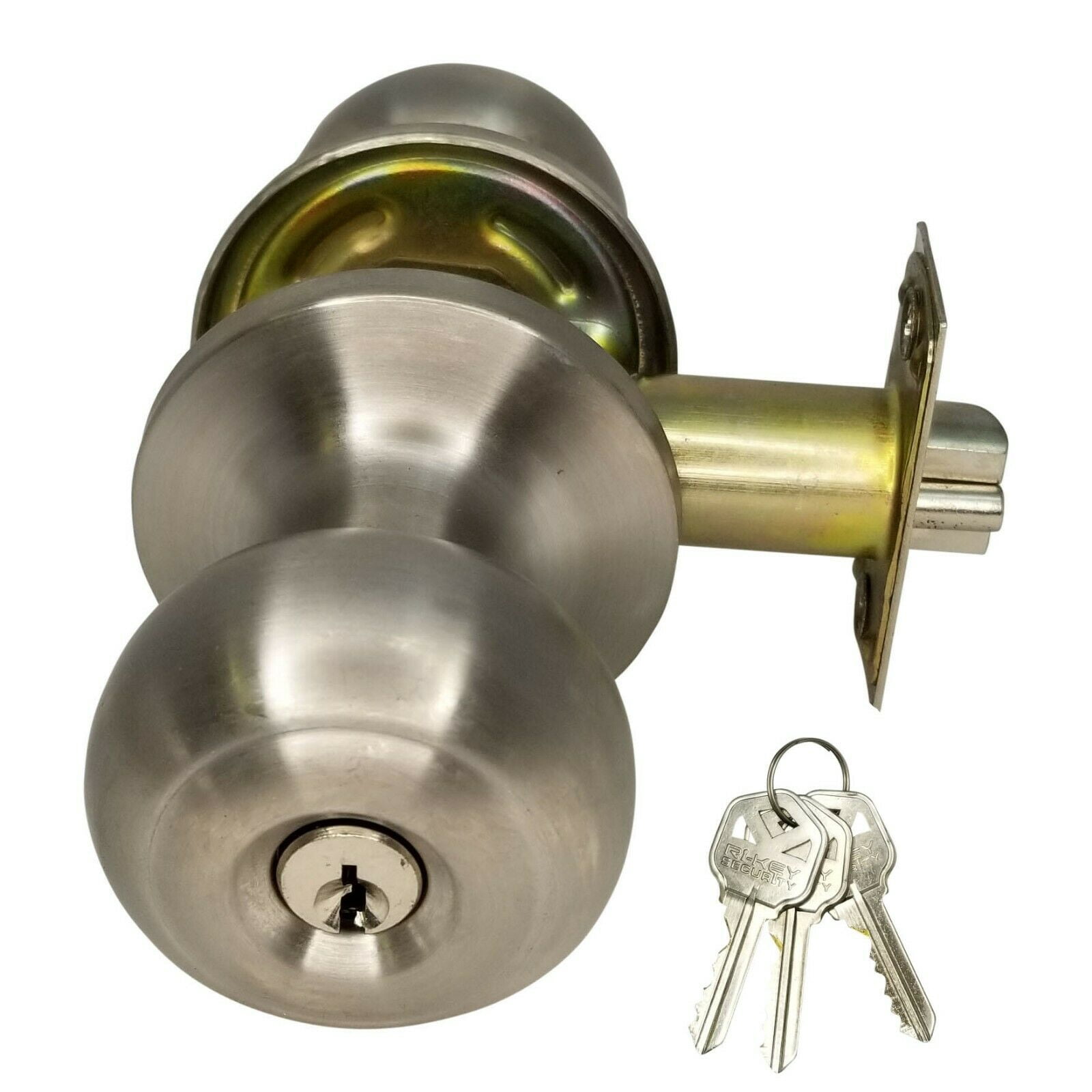 High Quality Door Knob Lock Entry Keyed Cylinder 3 Keys Exterior Interior Kw1 SS