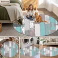 thumbnail image 6 of 8ft Round Rug, Turquoise Gray Non-Skid Rubber Backing Large Area Rugs - Living Room Bedroom Home Office, Country Retro Mottled Texture Wood Grain Indoor Floor Mat Carpets Washable Rug, 6 of 9