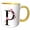Yellow/White, variant on 3drose, Pretty Pink Magnolia Flower Monogram Initial P, 11oz Two-tone Black Mug
