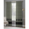 thumbnail image 4 of Sage Green Black Plaid Semi Sheer Window Curtains 84 Inches Long, Vintage Star Buffalo Check Rustic Rod Pocket Voile Silky Chiffon Curtain Light Filtering Drapes for Living Room, 52"x84", 2 Panels, 4 of 9