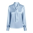 thumbnail image 4 of Outfmvch Womens Silk Blouses Dress Blouses Tops Satin Shirts for Women Navy Blue Blouse for Women Womens Long Sleeve Tops Womens Business Casual Tops Womens Long Sleeve Blouse Sky Blue S, 4 of 6
