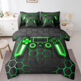 thumbnail image 1 of Erosebridal Gradient Geometric Bedding Sets Full Size, Green Gamepad Comforter Sets with Sheets, Gaming Player Decor, Reversible 7pcs, 1 of 5