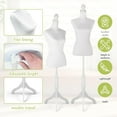 thumbnail image 2 of Female Dress Form Mannequin Torso, Clothes Display Mannequin with Wooden Tripod Base Stand Adjustable 52-67 Inch for Sewing Dressmakers Dress Jewelry Display, White, 2 of 7
