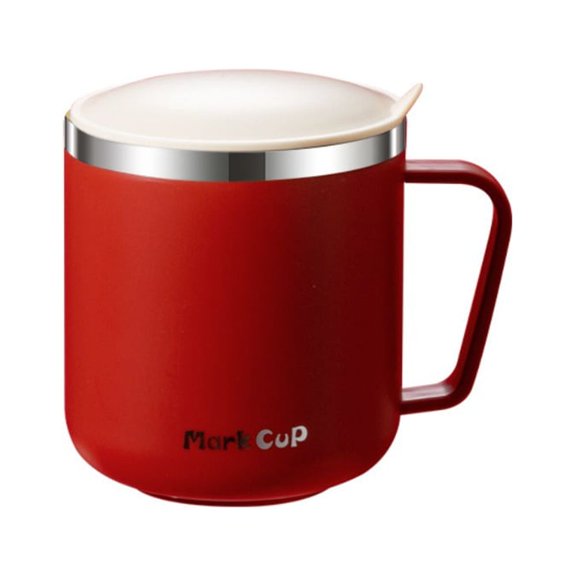 Office Home Leak-Proof with Cover With Handle Stainless Steel Vacuum Flask Milk Coffee Cup Insulated Water Cups RED