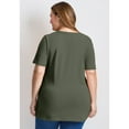 thumbnail image 2 of Avenue Women's Plus Size Short Sleeve Henley Tunic, 2 of 2