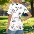 thumbnail image 5 of Charella Summer Tops for Women Flower Graphic Tee Crew Neck Short Sleeve Shirts Loose Fit Tee Casual Comfy Clothes (2XL, White), 5 of 5