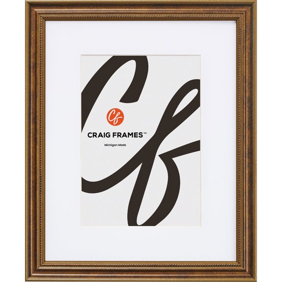Craig Frames Stratton, 12x36 inch Picture Frame Matted for a 8x32 Photo, Aged Bronze