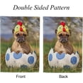 thumbnail image 3 of SKYSONIC French Bulldog Dog Wearing Costume Chicken Hat Double-Sided Printed Garden House Sports Flag 12x18in Polyester Decorative Flags for Courtyard Garden Flowerpot, 3 of 7