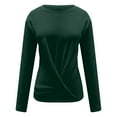 thumbnail image 6 of Annhoo Womens Long Sleeve Tops Elegant Cross Front Round Neck Shirts Fall Casual Loose Going out Blouses for Leggings, 6 of 7