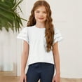 thumbnail image 2 of Girls T Shirts White Puff Sleeve Shirt for Girls Crewneck Girls Summer Tees Tops Girl Clothes 8-9 Years, 2 of 8