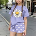 thumbnail image 2 of NAISIBABY Girls Floral Outfit Sets, Graphic Short Sleeve T-Shirt and Elastic Waist Shorts Kids Summer Fashion Clothes Purple Size 3, 2 of 6