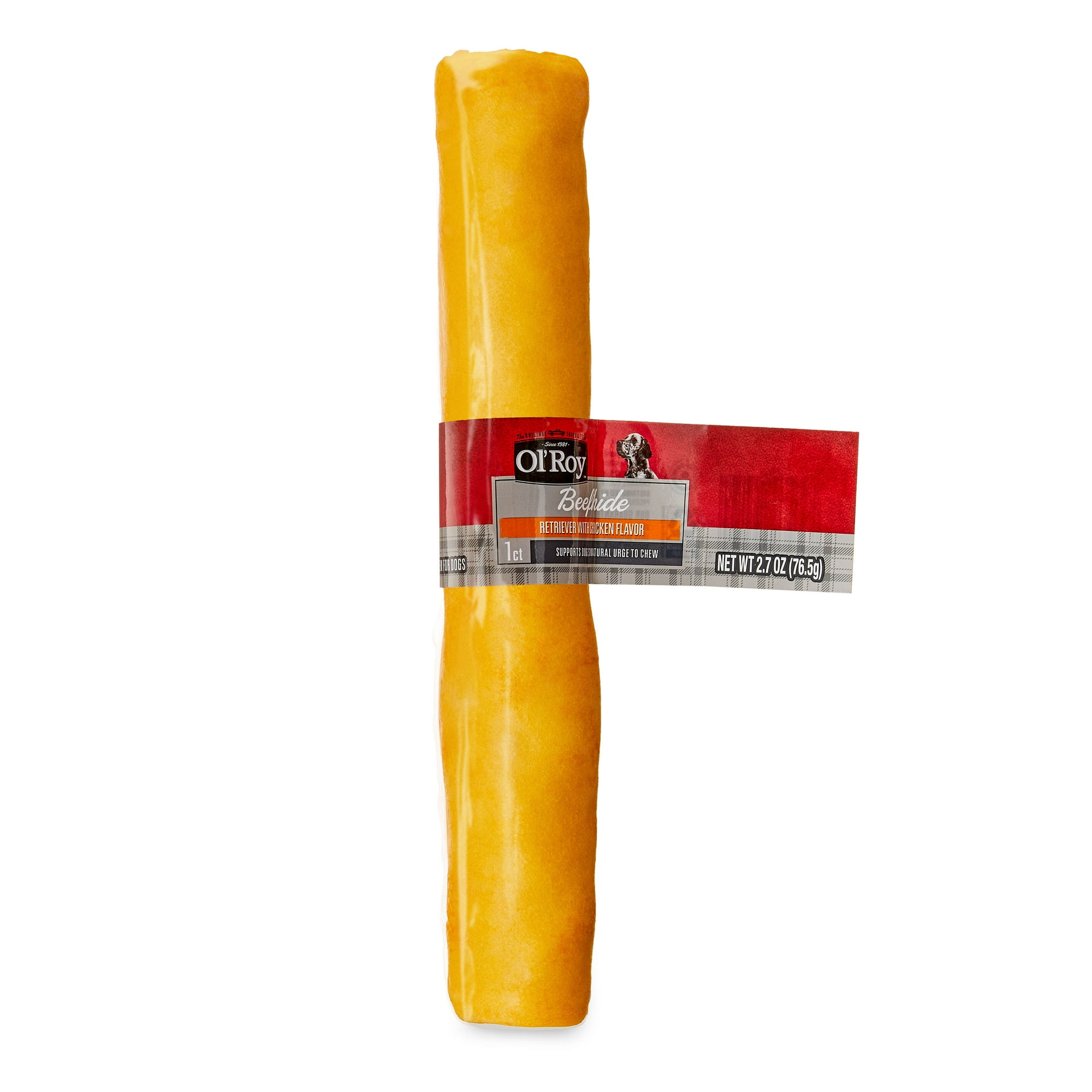 Ol' Roy 9 Inch Chicken Flavor Rawhide Retriever Beef Hide Chew for Dogs, 2.7 oz