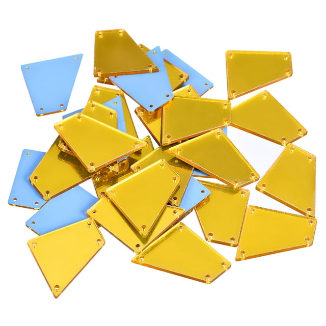 Unique Bargains 30Pack Irregular Acrylic Sew on Mirror Pieces Rhinestones Beads, Gold 28x27mm