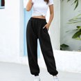 thumbnail image 4 of Pantalones deportivos de cintura elástica para mujer, pantalones deportivos largos de color sólido, 4 of 5