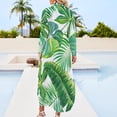 thumbnail image 5 of Tropical Leaves Casual Dress Hawaii Beach Modern Street Style Dresses V Neck Trendy Chiffon Dress Long Sleeve Clothing Big Size, 5 of 7