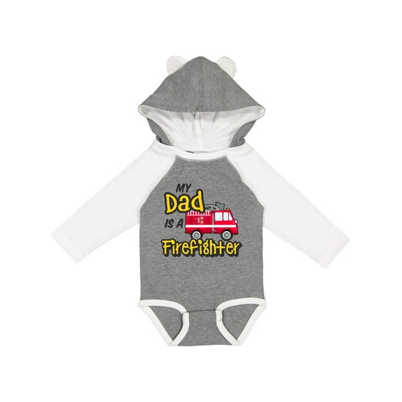 Inktastic My Dad is a Firefighter with Fire Truck Boys or Girls Long Sleeve Baby Bodysuit