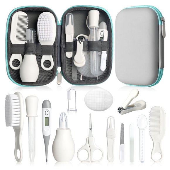 Kit de aseo para bebé WXA 14 en 1, set de cuidado seguro, gris y blanco