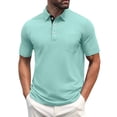 thumbnail image 2 of Mens Polo Shirts Short Sleeve Solid Color Golf Shirts for Men Casual Summer Classic Collar Shirts with Pocket, 2XL, 2 of 5