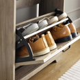 thumbnail image 6 of 3-Tier Shoe Cabinet in Washed Grey – Farmhouse Flip-Up Entryway Storage, Space-Saving Shoe Rack for Foyer, Living Room, 6 of 14
