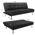 thumbnail image 2 of Homall Linen Fabric Futon Sofa Convertible Sofa Bed Modern Design Folding Recliner Lounge Couch for Living Room with Chrome Legs, 2 of 2