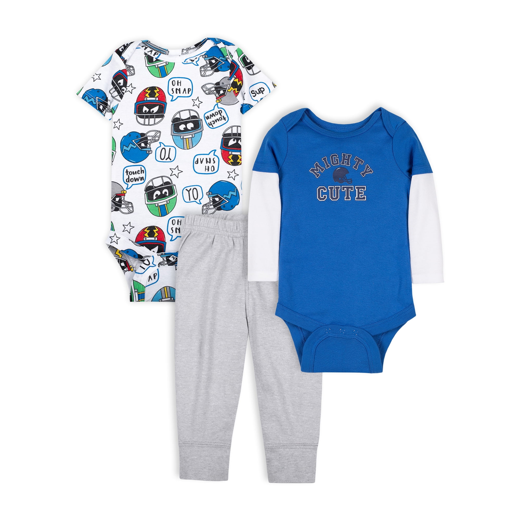Little Star Organic Baby Boy 3Pc Outfit Set, Size NB-24M