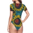 thumbnail image 4 of Naloa Sunflowers Women's Short-Sleeved Onesie, One-Piece Swimsuit for Parties, dates, clubs - Medium, 4 of 9