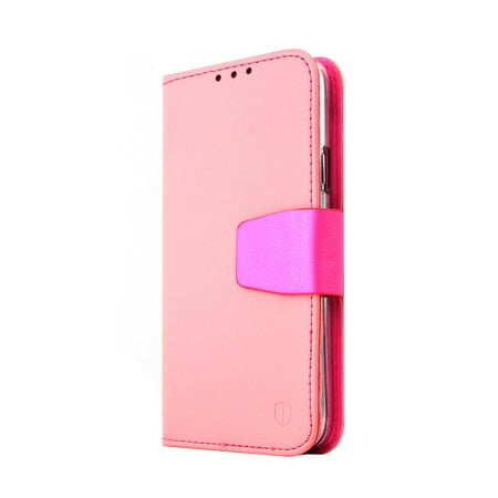 [REDShield] Baby Pink/ Iridescent Hot Pink Samsung Galaxy S5 Smooth Wallet Case Cover [PU/ Faux Leather]; Perfect fit as Best Coolest Premium Design (Galaxy S5 Best Features)
