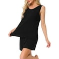 thumbnail image 4 of INSPIRE CHIC Womens Lounge Set Cotton Sleeveless Pajama Set Tank Top Shorts Soft Sleepwear PJ Set 2XL Black, 4 of 6