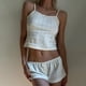 thumbnail image 3 of Women's 2 Piece Pajama Set Sleeveless Lace Trim Cami Tops Floral Shorts Sleepwear Outfits 2024, 3 of 3