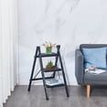 thumbnail image 3 of 3 Step Ladder, Folding Step Stool With Wide Anti Slip Pedal, Convenient Handgrip, Lightweight For Household Garage Storage Black, 3 of 5