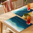 thumbnail image 4 of Abstract Placemats Set of 12, Water Duck Green Gradient Ocean Waves Non-Slip Place Mats Washable Table Mats for Kitchen Dining Table Decorations Indoor/Outdoor, 4 of 9