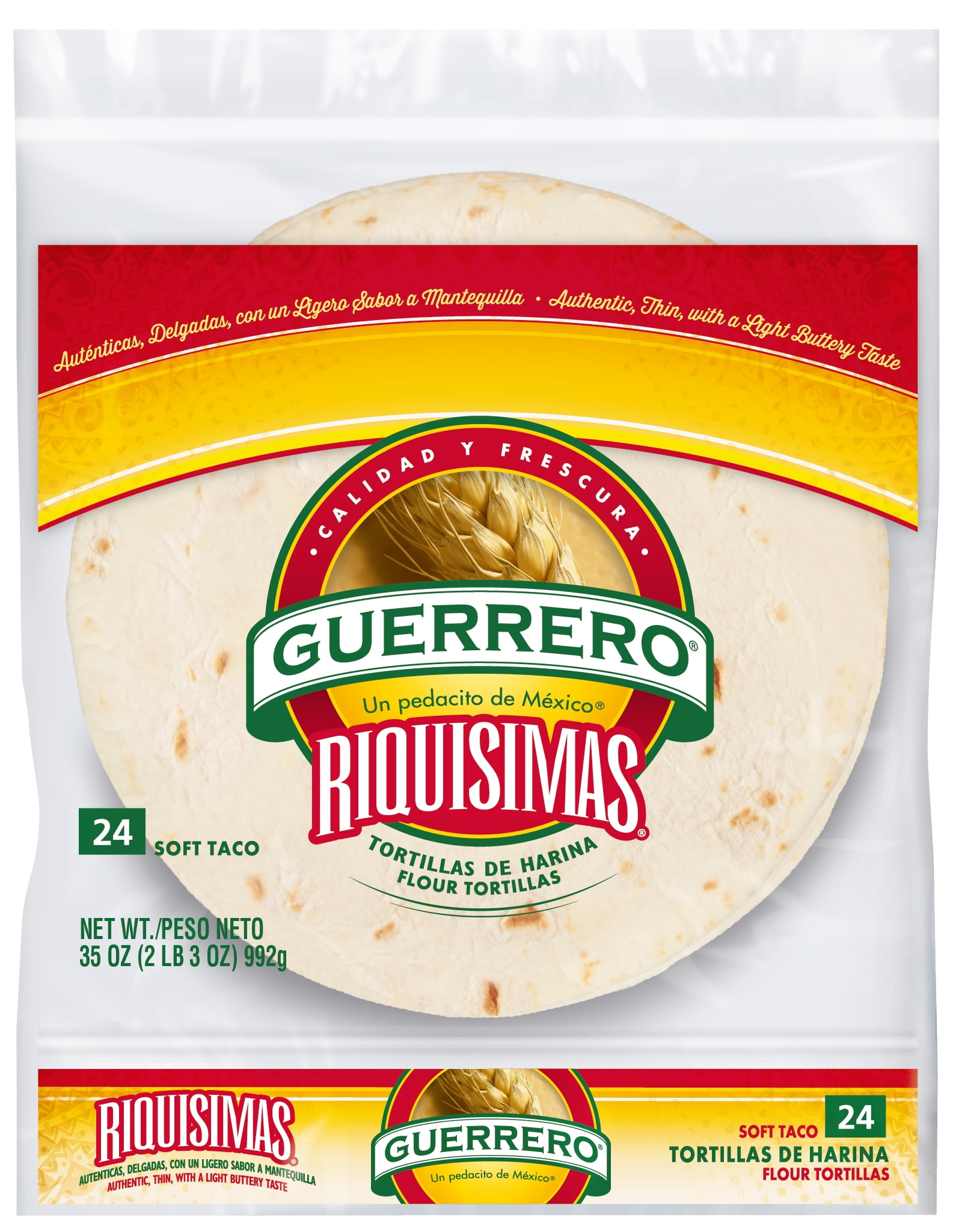 Guerrero Riquisimas Soft Taco Flour Tortillas, 35 Oz, 24 Count
