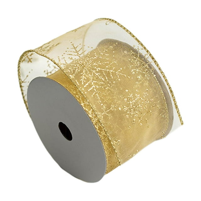 Cinta navideña DIY Ancho 6,3 cm Suministros de arte Cinta de copo de nieve para hacer flores Oro