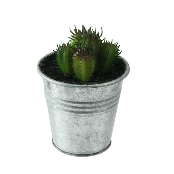 Northlight 3.5" Adorable Tropical Green and Red Mini Artificial Plant Cactus in Tin Pot