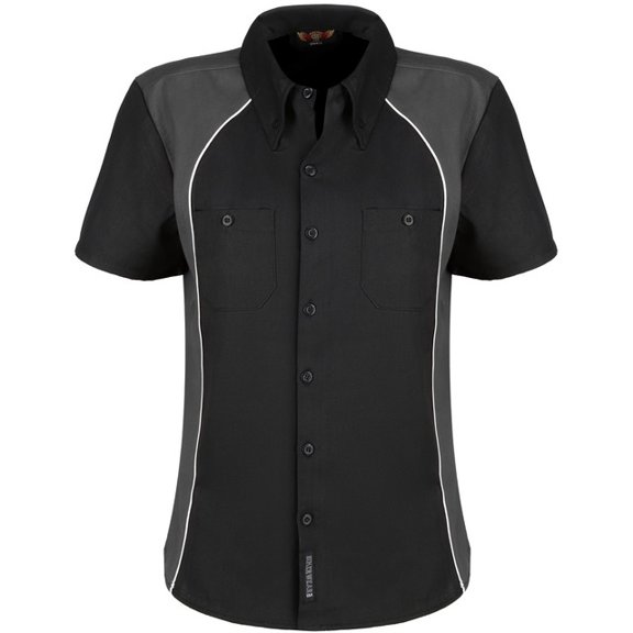 BIKER WEAR USA Short Sleeve Button Down/Collar Casual Shirts for Women