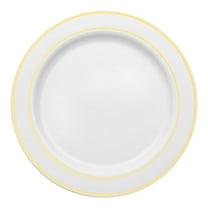 Smarty 7.5" White with Gold Edge Rim Plastic Salad Plates 120ct