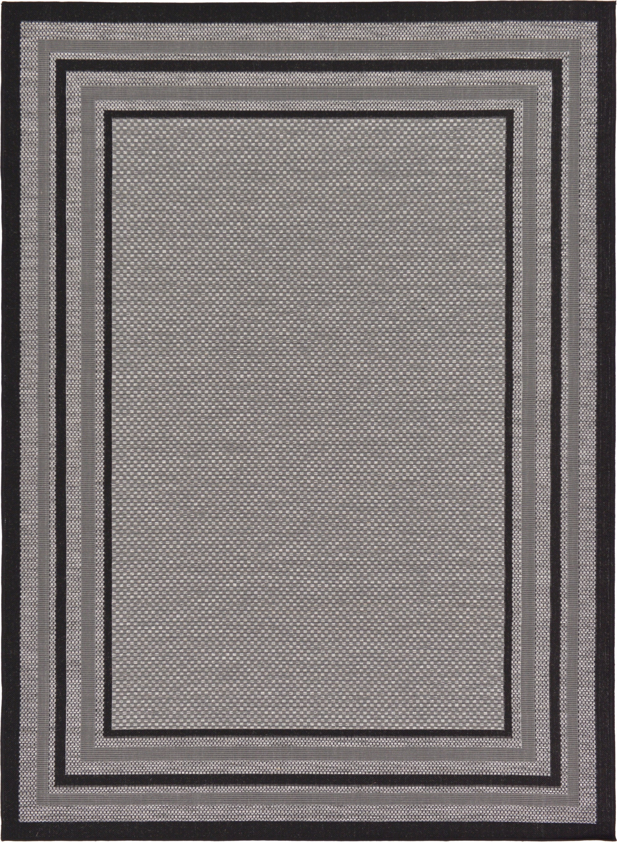 Unique Loom Outdoor Border Collection Area Rug - Multi Border (7' x 10' Rectangle Gray/Black)