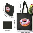 thumbnail image 3 of GOSMITH 2 Pcs Canvas Tote Bags Cute Aesthetic Tote Bags with Zipper Donut Crew Matching Friend Family Donut Lover Birthday Shoulder Bag Black, 3 of 8