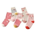 thumbnail image 2 of QISIWOLE 5Pairs Kids Socks Cute Print Children Middle Tube Socks Breathability Warm Socks clearance under 5 !, 2 of 9