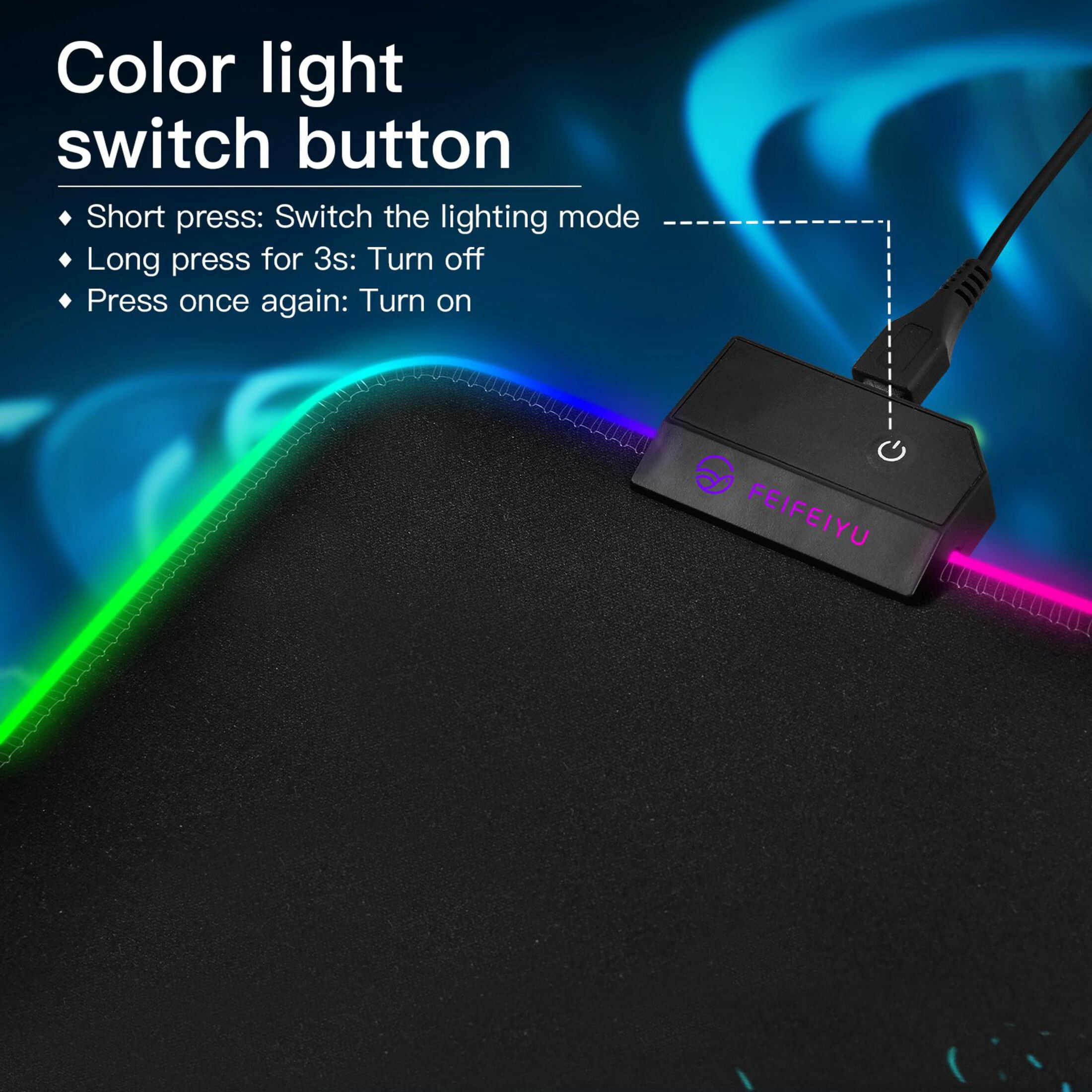 Large RGB Gaming Mouse Pad Led Glowing Mousepad Non-Slip Rubber Base 13 Light Modes 31.5x11.8 Electric Guitar